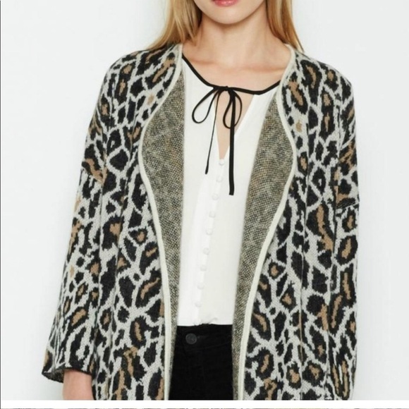 Joie Berit animal print wool blend cheetah cardigan - Picture 4 of 10